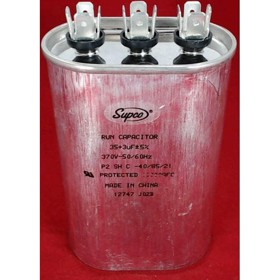 CD35 3X370, Dual Run Capacitor Oval 35   3 Mfd. 370 Volt