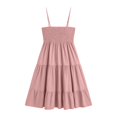 thumbnail image 6 of Summer Dresses for Women Women's Sleeveless Square Neck Tiered Ruffle Smocked Waist Casual Summer Dress Spaghetti Strap Sleeveless Mini Solid Pink XXL, 6 of 7