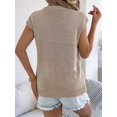 thumbnail image 5 of Women Round Neck Sweater Vest Sleeveless Summer Casual Shirts Knit Tank Top Khaki XL, 5 of 9