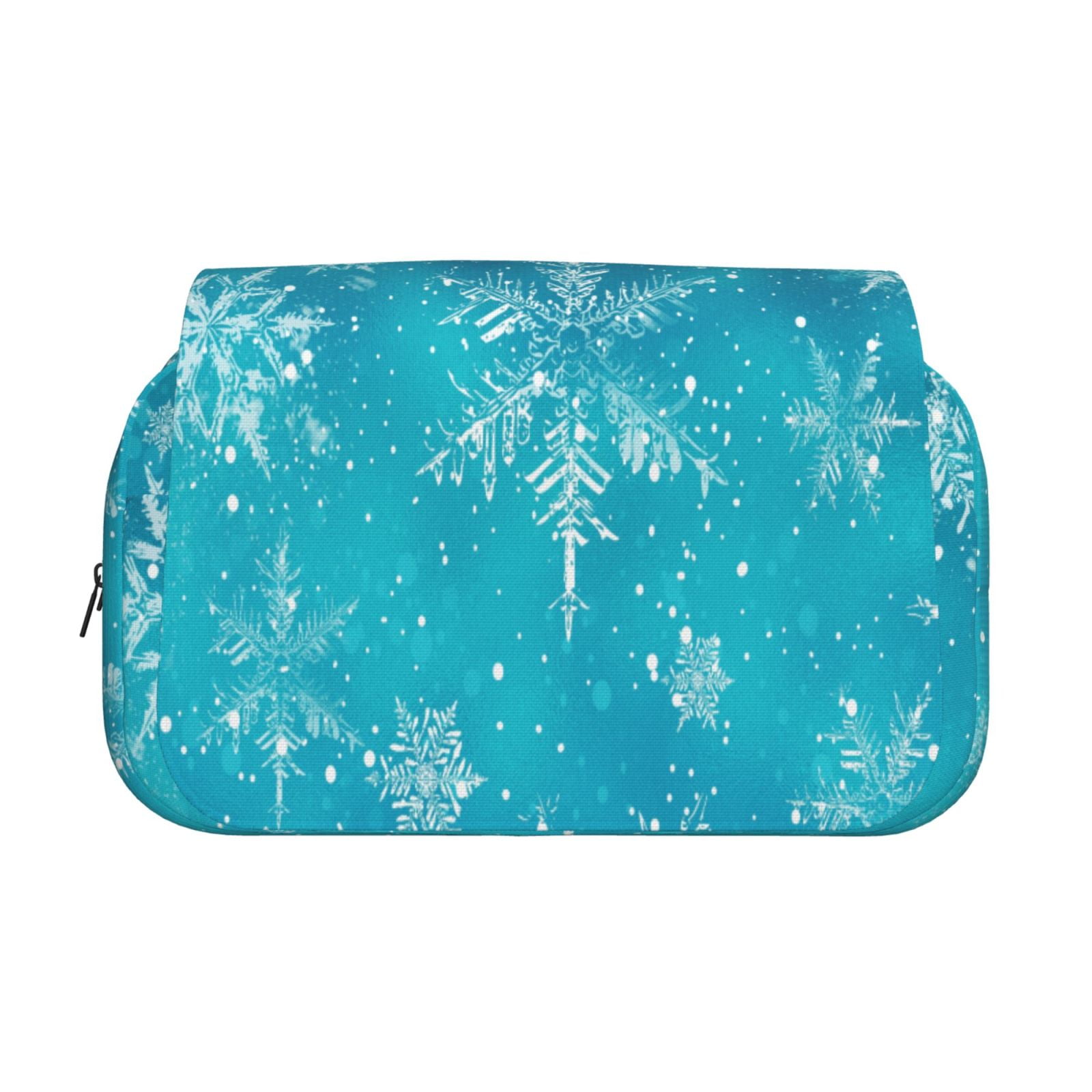 Rateoe Christmas Snow Pattern Double Clamshell Pen Case, Storage Organizer with Two Zipper Compartments– Holds Up to 50 Pencils & Pens