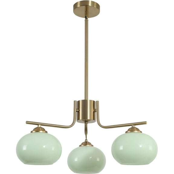 KCO Lighting 3 Light Globe Sputnik Chandeliers, Vintage Green Glass Ceiling Light, Adjustable Height