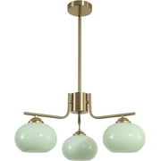 KCO Lighting 3 Light Globe Sputnik Chandeliers, Vintage Green Glass Ceiling Light, Adjustable Height