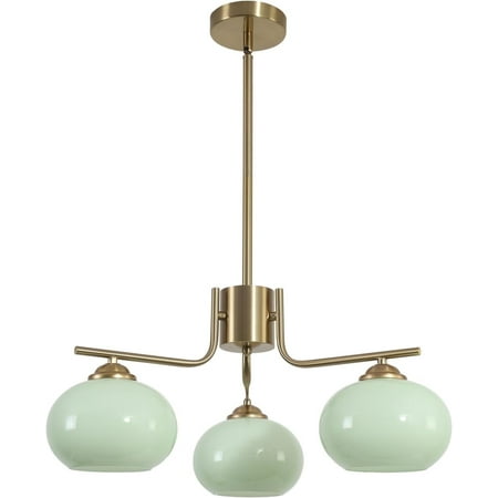 KCO Lighting 3 Light Globe Sputnik Chandeliers, Vintage Green Glass Ceiling Light, Adjustable Height