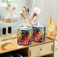 thumbnail image 3 of Yayeee 2 Pack Qtip Holder Bathroom Cotton Swab Canister with Lid Clear Dispenser Set, Green Colorful Circles, 3 of 6