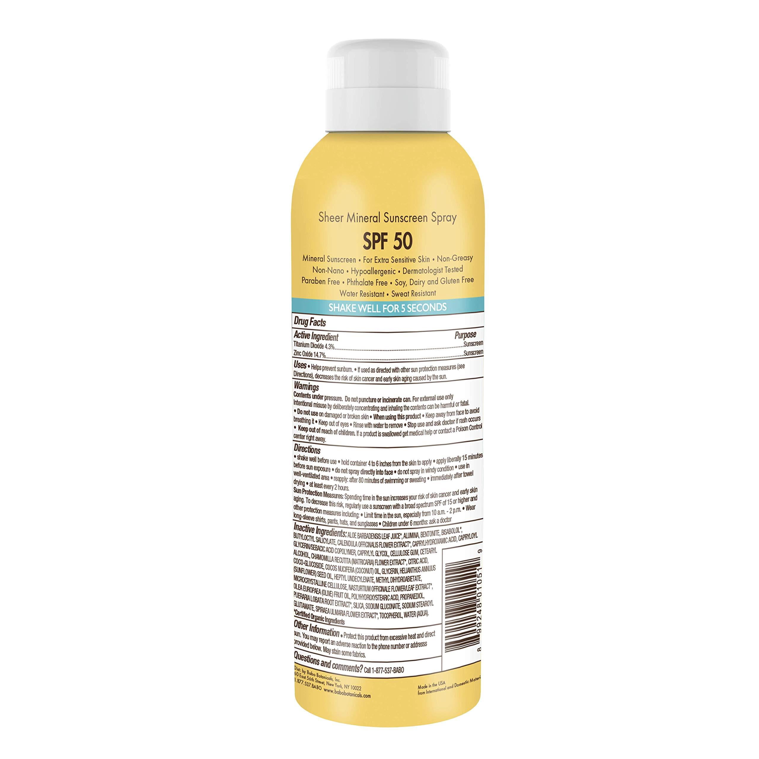 babo botanicals sheer mineral sunscreen spray spf 50