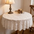 thumbnail image 4 of Homekingdee Round Lace Tablecloth - 72.83 Inch Embroidered Sheer Table Cover with Non-Slip Device for Home, Restaurant and Cafe Use, 4 of 6