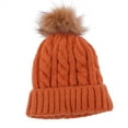 thumbnail image 2 of Holiday Party Outfits Aueoeo Beanie Knitted Hats Winter Warm Pom Hat Chunky Trendy Cute cuffed Cap Unisex Orange, 2 of 2