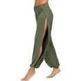 thumbnail image 3 of Aboser High Slit Harem Pants for Women Hippie Yoga Joggers Active Fit Workout Sweatpants Baggy Straight Leg Long Pants Stretchy High Waisted Trousers, 3 of 7