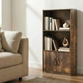 thumbnail image 3 of Furinno GRUEN 3-Tier Open Shelf and Doors Bookcase 9.3 x 21.8 x 39.5 Amber Pine, 3 of 5