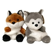 Set of 2 SLY FOX & BUSKY HUSKY Palm Pals 5" Stuffed Animal Plush, Aurora