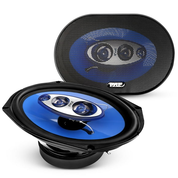 Haut-Parleur de Voiture 6 Pieds' x 8 Pieds' (Paire) - Cône d'Injection Bleu Amélioré 3 Voies 360 Watts avec Entourage en Caoutchouc Butyle Non Fatigue 70 Pouces