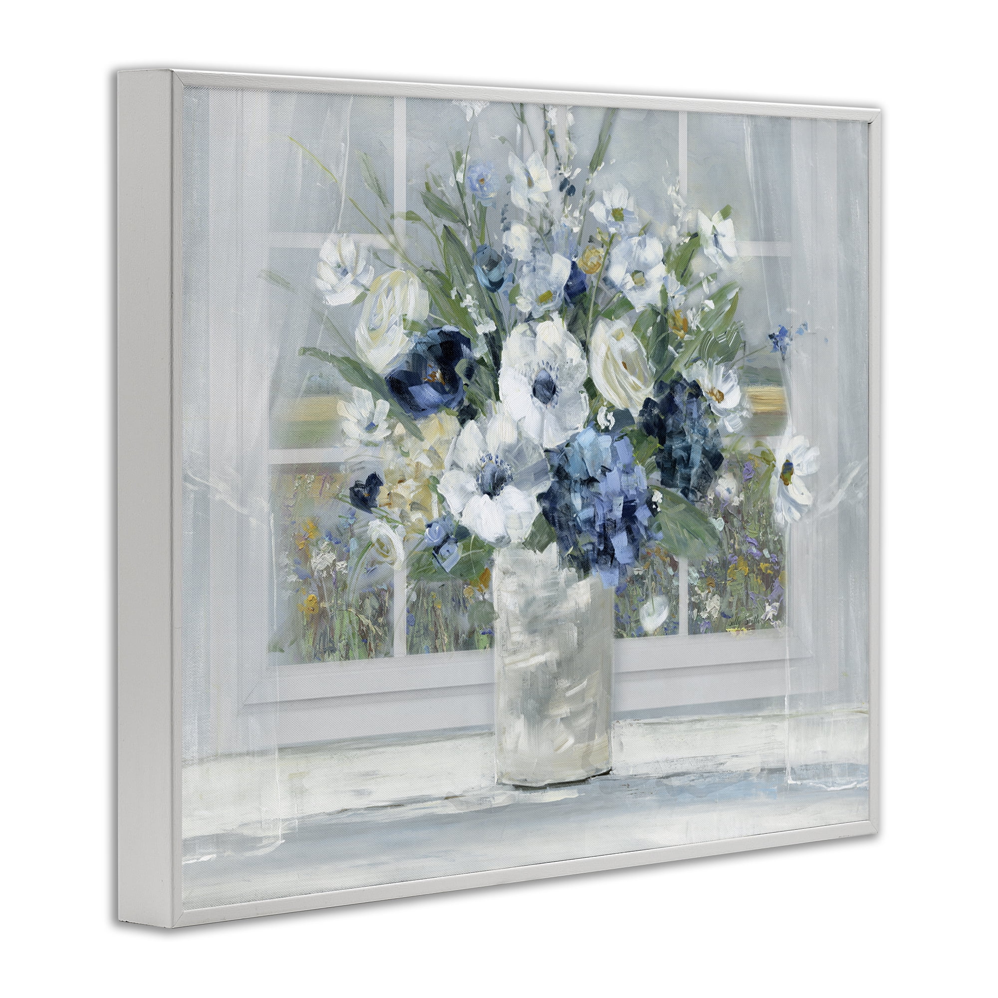 Stupell Industries Blue Hydrangea & Anemone Bouquet White Framed Giclee Art, design by Sally Swatland