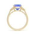 thumbnail image 2 of ANGARA Natural Cushion 2.6 ct Tanzanite Ring with Trio Bezel Diamonds in 14K Yellow Gold for Women (Size-10x8mm) | December Birthstone, Anniversary, Jewelry Gift for Women | Natural Tanzanite Ring, 2 of 8