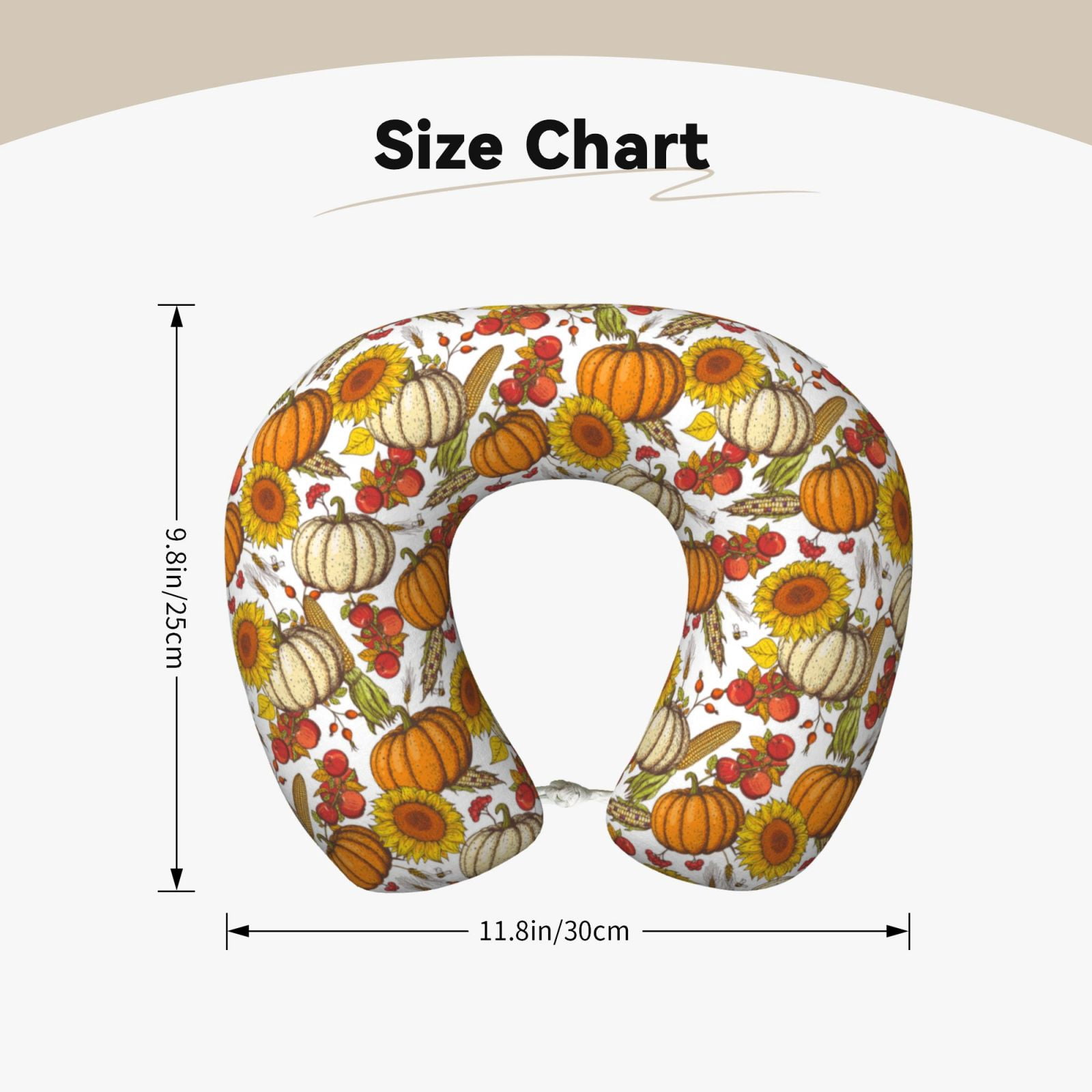 Xecao Pumpkin Corn Daisy Print Memory Foam Cervical Neck Pillow Versatile U-Shaped Pillows for Home,Office,Camping,Travelling,Soft Washable Cover