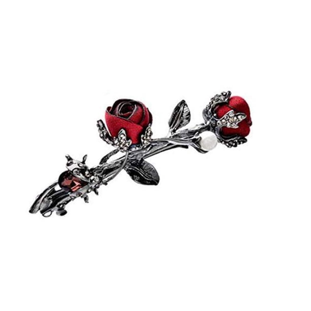 Elegantes pinzas para el cabello de novia con rosas, accesorios para el cabello para mujeres, tocados para novias, tocados, pasadores para el cabello estilo flor rosa, Clip de resorte (rojo)