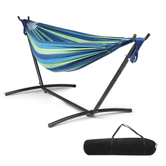 ONCLOUD 550 LBS Capacity Double Hammock with Stand Included with Portable Carrying Bag, Heavy Duty 2-Person Hammock for Outdoors & Indoors - Desert Stripe, Series TDCTZ1 - Desert Stripe