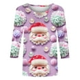 thumbnail image 5 of Bcresic Plus Size Ugly Christmas Tshirts for Womens Cute 3D Santa Shirts Trendy 3/4 Sleeve Tops Casual Crewneck Tunic Xmas Holiday Basic Tee Funny Christmas Graphic T-Shirts,#01_Gray,5X-Large, 5 of 5