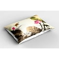 thumbnail image 2 of Ambesonne Art Pillow Sham 2 Pack, Bird Jumping into Lotus, 36"x20", Cream Taupe Hot Pink, 2 of 3