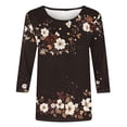 thumbnail image 4 of DeHolifer Womens Tops 3/4 Sleeve Crewneck Casual Printed Comfy Lightweight Summer Tee Tops Multicolor M, 4 of 5