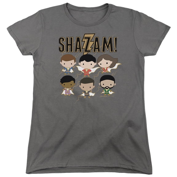 Shazam Movie Chibi Group Women's T-Shirt Charcoal