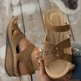 thumbnail image 6 of LOVZFMLL Wedge Sandals for Women Hollow Open Toe Ankle Strap Comfort Walking Summer Shoes Casual Outdoor Fashion Footwear for Beach Vacation Travel Brown 9, 6 of 8