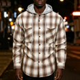 thumbnail image 2 of YODETEY Men’s Hooded Plaid Flannel Shirt Jacket, Midweight Casual Long Sleeve Plaid Shacket, Big and Tall ,Size M-4XL, 2 of 6