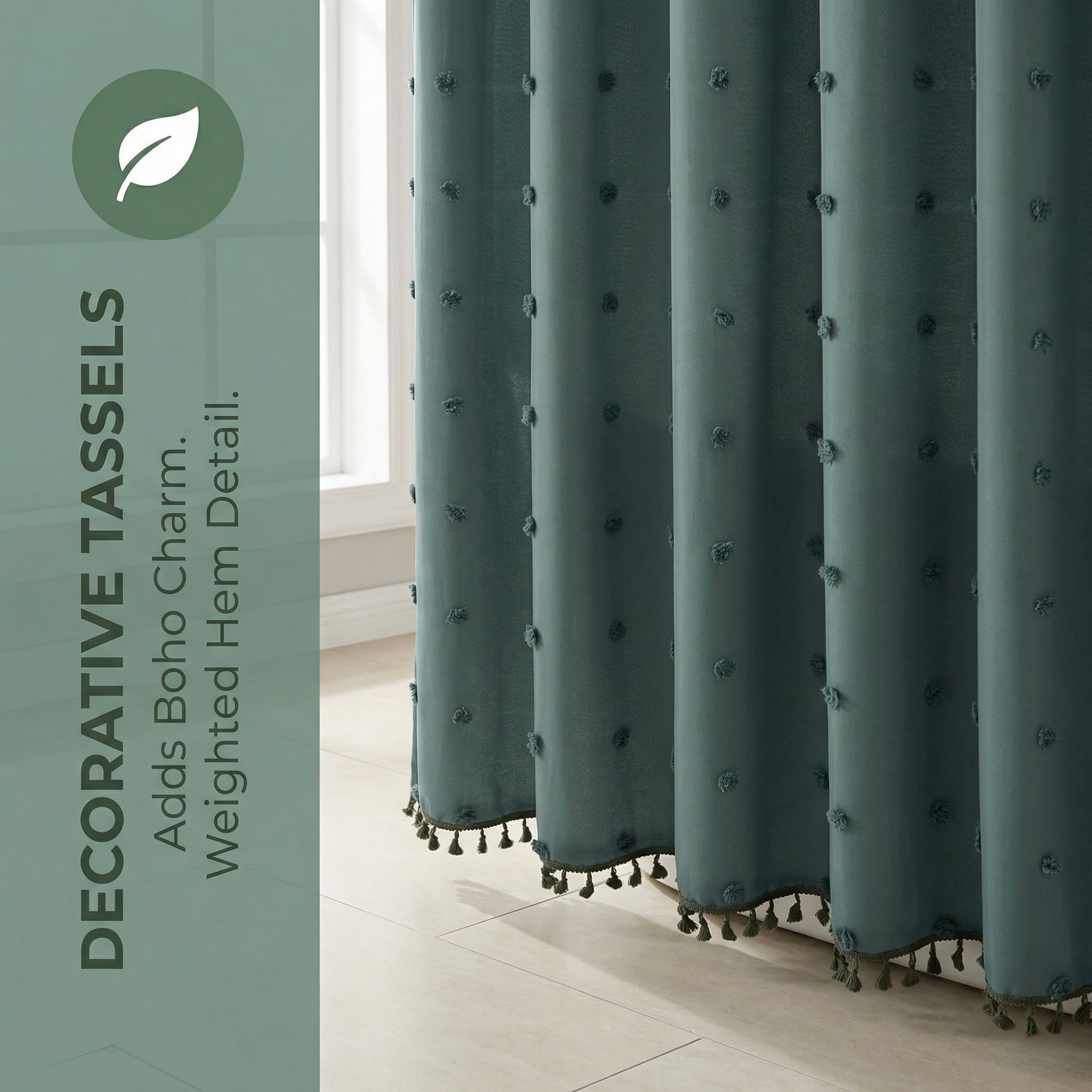 Unique Bargains Geometric Texture Shower Curtain Sets with Hooks Green 72"W x 72"L
