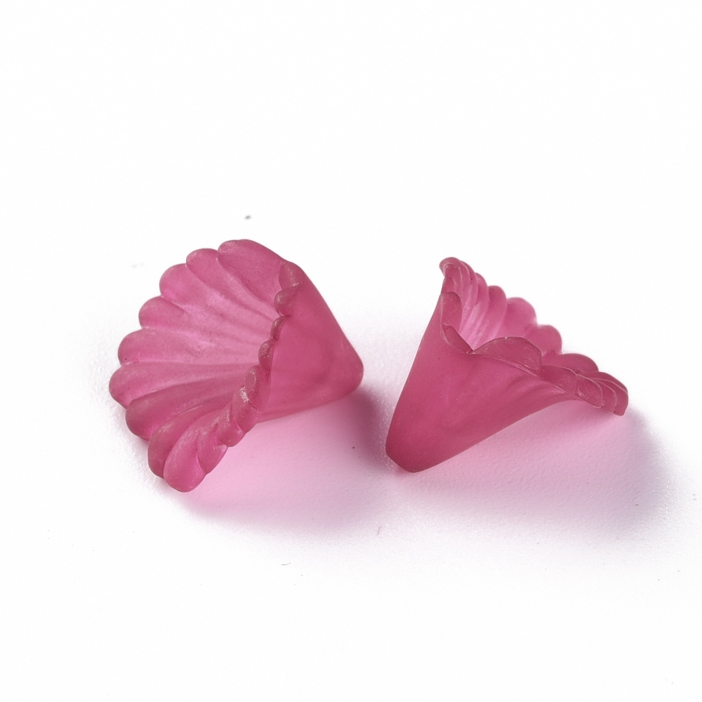 500g Frosted Acrylic Bead Caps Flower Camellia 12x12x9mm Hole: 1.2mm about 1700pcs/500g
