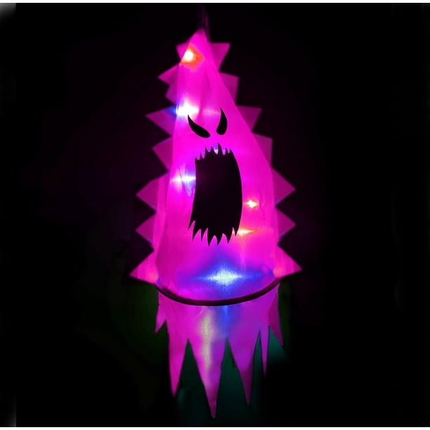 Bruja Brillante Con Luz Led Para Halloween, Sombrero De Bruja Con Cara De Fantasma, Accesorios De Cosplay Para Jardín, Árboles, Sala De Estar seitruly HA041393-05