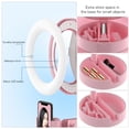 thumbnail image 4 of Graflsoa Portable Foldable LED Ring Light with 3 Color Modes, 10 Brightness Levels, and Built-in Makeup Mirror for Live Streaming and Photography, 16cm Diameter, 58cm Height, USB Powered, White, 4 of 7