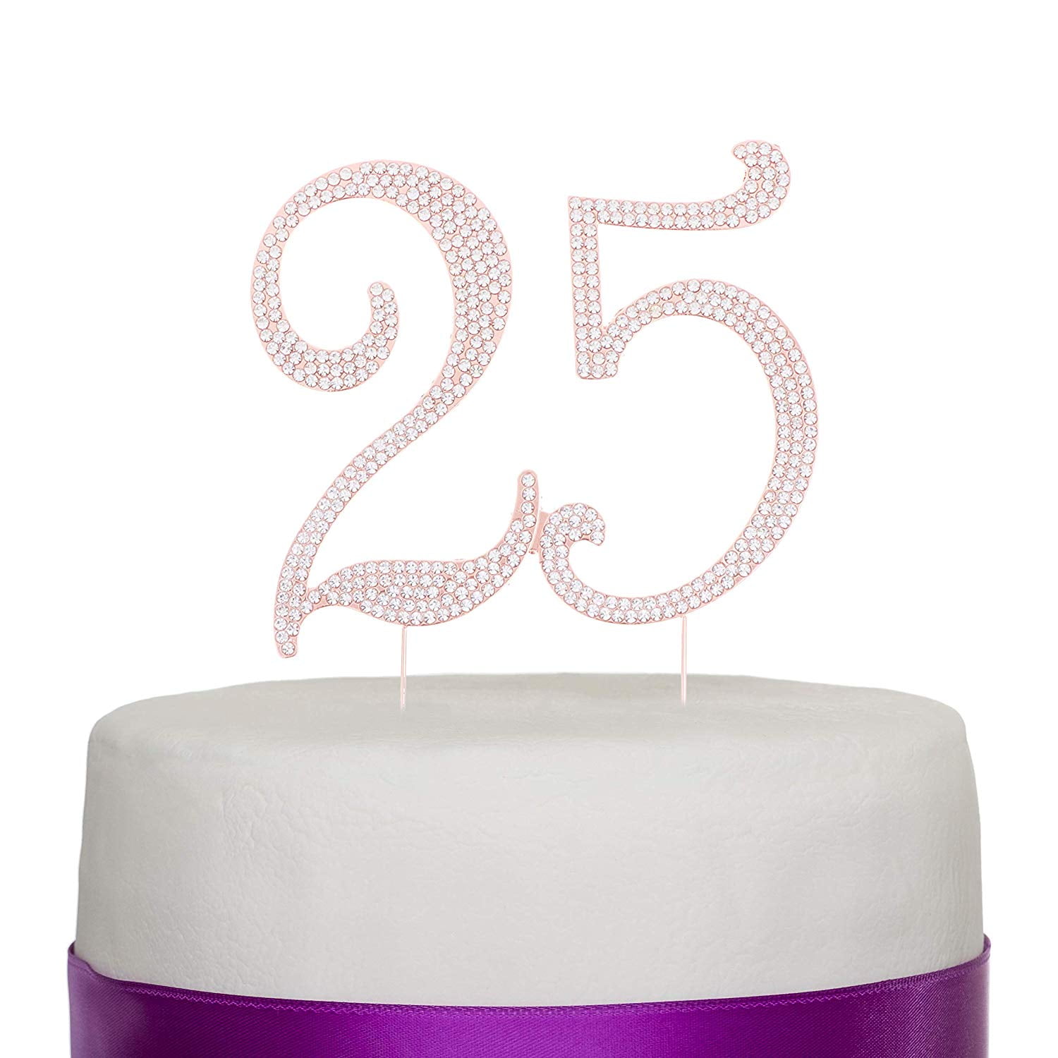 25th Birthday Anniversary Cake Top Acrylic Mirror Topper 4" 