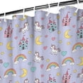 thumbnail image 3 of Purple Cartoon Unicorn Castle Rainbow Moon Heart Shower Curtain 36"x72" ,Bathroom Decorative Shower Curtains Set with 12 Hooks,Modern Waterproof Washable Shower Curtain, 3 of 6