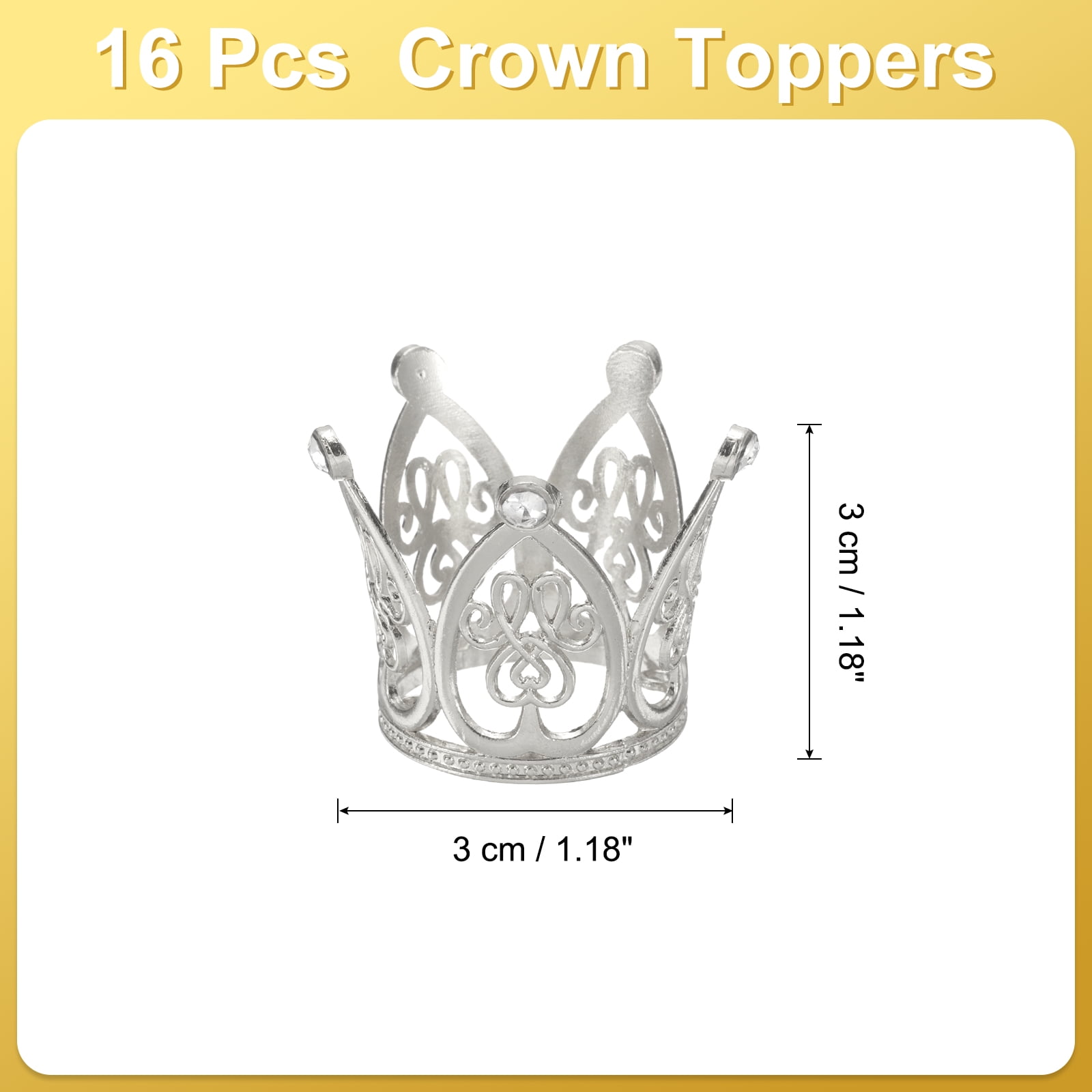 Unique Bargains Mini Crown Cake Toppers, Alloy Queen Tiara Cupcake Decor Silver