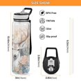 thumbnail image 3 of Deer Head Floral Flowers Sports Water Bottle Portable Travel Mug 32oz BPA Free Leak Proof Straw Transparent Tritan for Gym Yoga Cycling Camping, 3 of 7