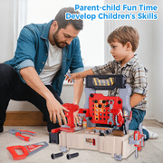 Kids Tool Set Bench, Toddler Tool Set Workbench with Realistic Tools and Electric Drill, STEM Pretend Play Learning Gift Toy for Kids Boys & Girls