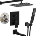 thumbnail image 6 of JERFIT 12 Inch Matte Black Shower System with Rain Shower Head & Handheld Spray, Pressure Balance Valve, Wall Mounted Bathroom Faucet Set in Modern Finish, 6 of 8