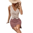 thumbnail image 6 of Spring And Summer Women's Knitted V-neck Vest Skirt Fashionable Solid Color Suit, 6 of 6