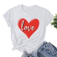thumbnail image 5 of Womens Summer Cotton Tops Basic Short Sleeve Shirts Ladies' Valentine's Day Printed Round Neck Short Sleeved T-shirt Loose Casual Top White XL, 5 of 5