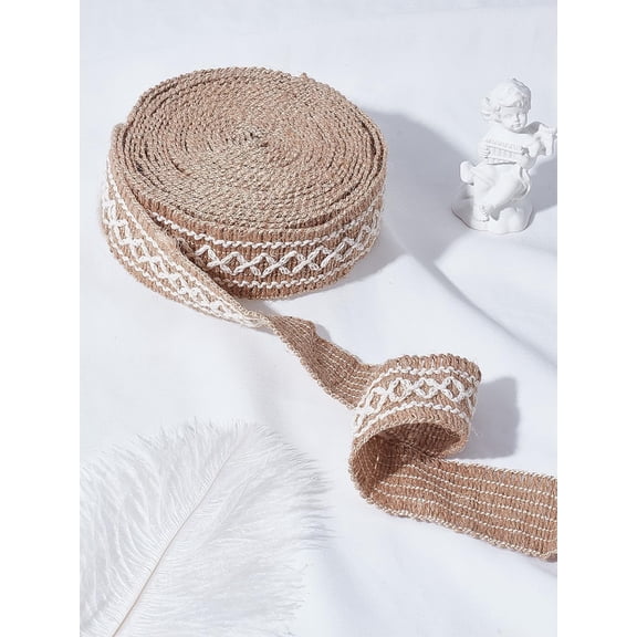 5M/5.47 Yards 1-5/8 inch(40mm) Burlap Lace Ribbons Jute Ribbons Sewing DIY Decoration for Costume Crafts Sewing Wedding Bridal Dress Decor Embellishments Gift Wrapping Supplies Brown DIY