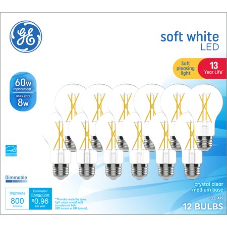 GE LED Light Bulbs  Soft White  60 Watt Eqv  A19 General Purpose Bulbs  12pk