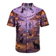 thumbnail image 4 of Men's Halloween Shirts Spider Witch Hat Graphic Short Sleeve Fall T Shirt Pumpkin Print Collared Scary Casual Tees XL, 4 of 5