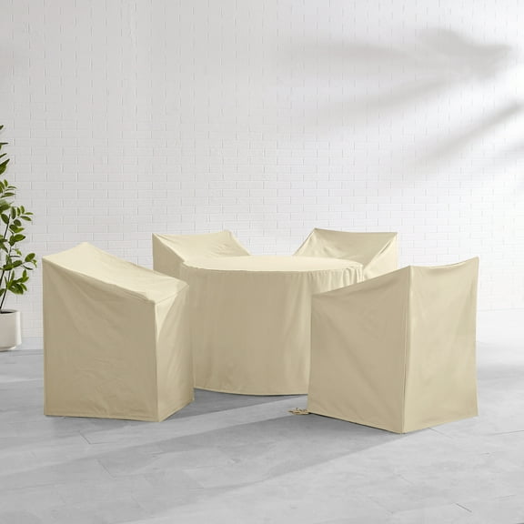 Maykoosh Rustic Romance 5Pc Round Outdoor Dining Furniture Cover Set (4 Dining Arm Chairs, Round Dining Table) - 47"D x 47"W x 29"H, Made from heavy Gauge