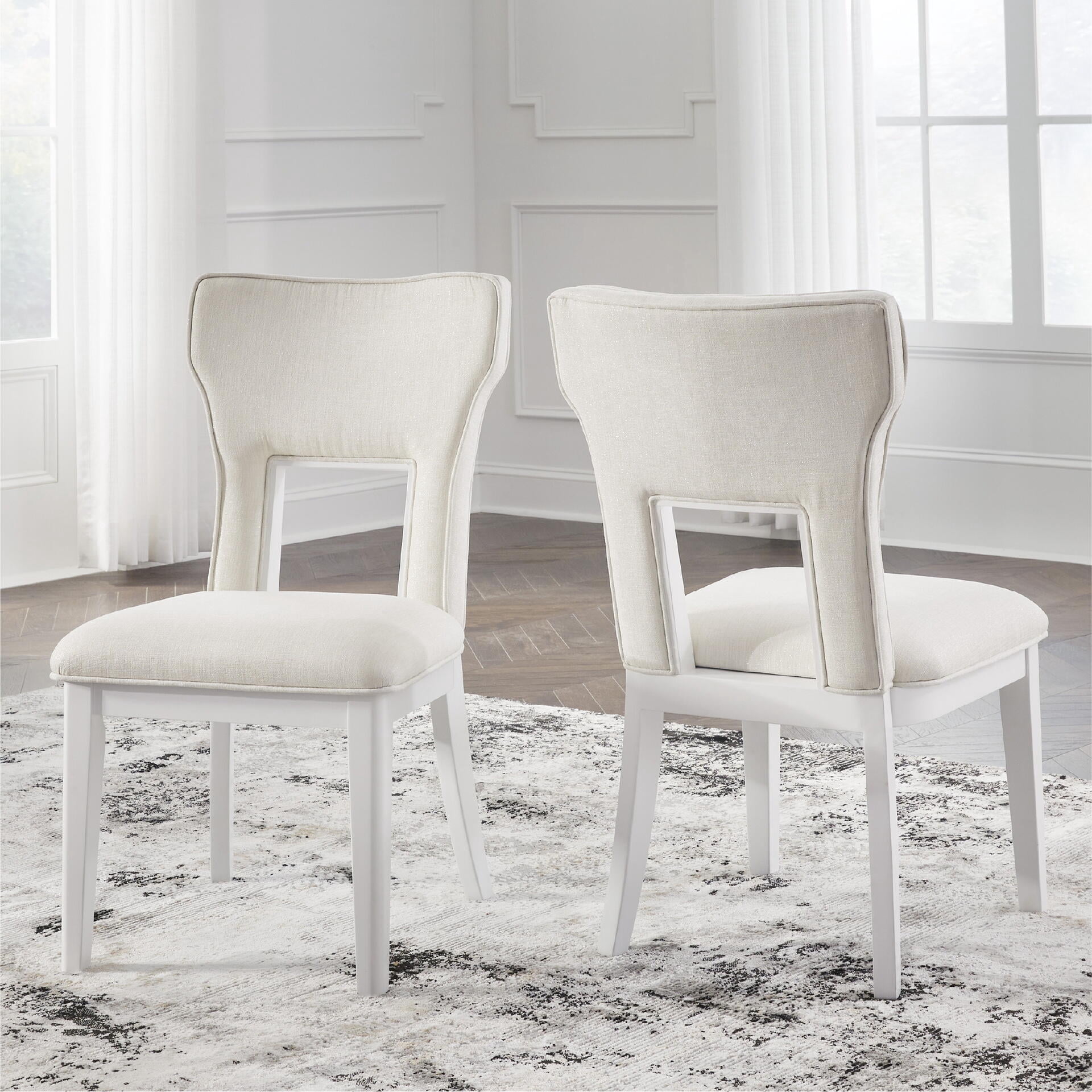 Signature Design by Ashley Chalanna Solid Wood Frame Dining Chair, Set of 2, White