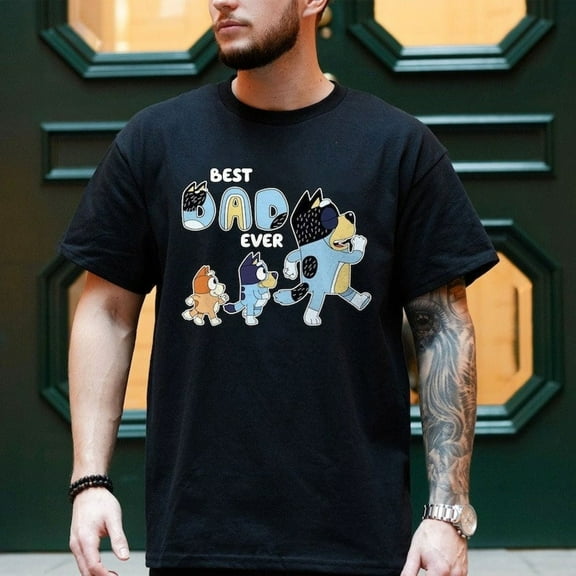 Bluey Best Dad Ever Bluey T-Shirt, Bluey Father's Day Shirt, Cool Dad Club Shirt, Dad Birthday Gift, Bluey Family Matching Shirt, Black Color