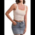 thumbnail image 3 of Camisetas Sin Mangas con Doble Forro para Mujer, Estilo Y2K, para Salir, Ajustadas, Sin Mangas, con Cuello Cuadrado, para Verano. Albaricoque M, 3 of 10