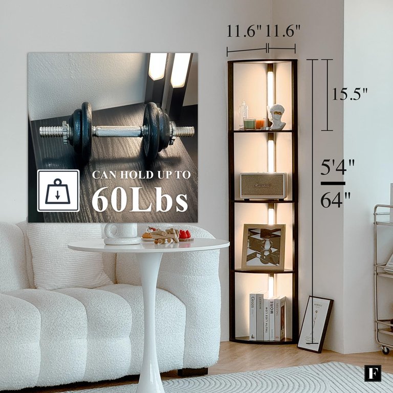 Floor Lamp With Shelves Height Adjustable Music Sync LED Corner Floor Lamp Wi