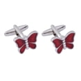 thumbnail image 1 of Gemelos con diseño de mariposa roja para hombre, esmaltados y cristales, 1 of 3