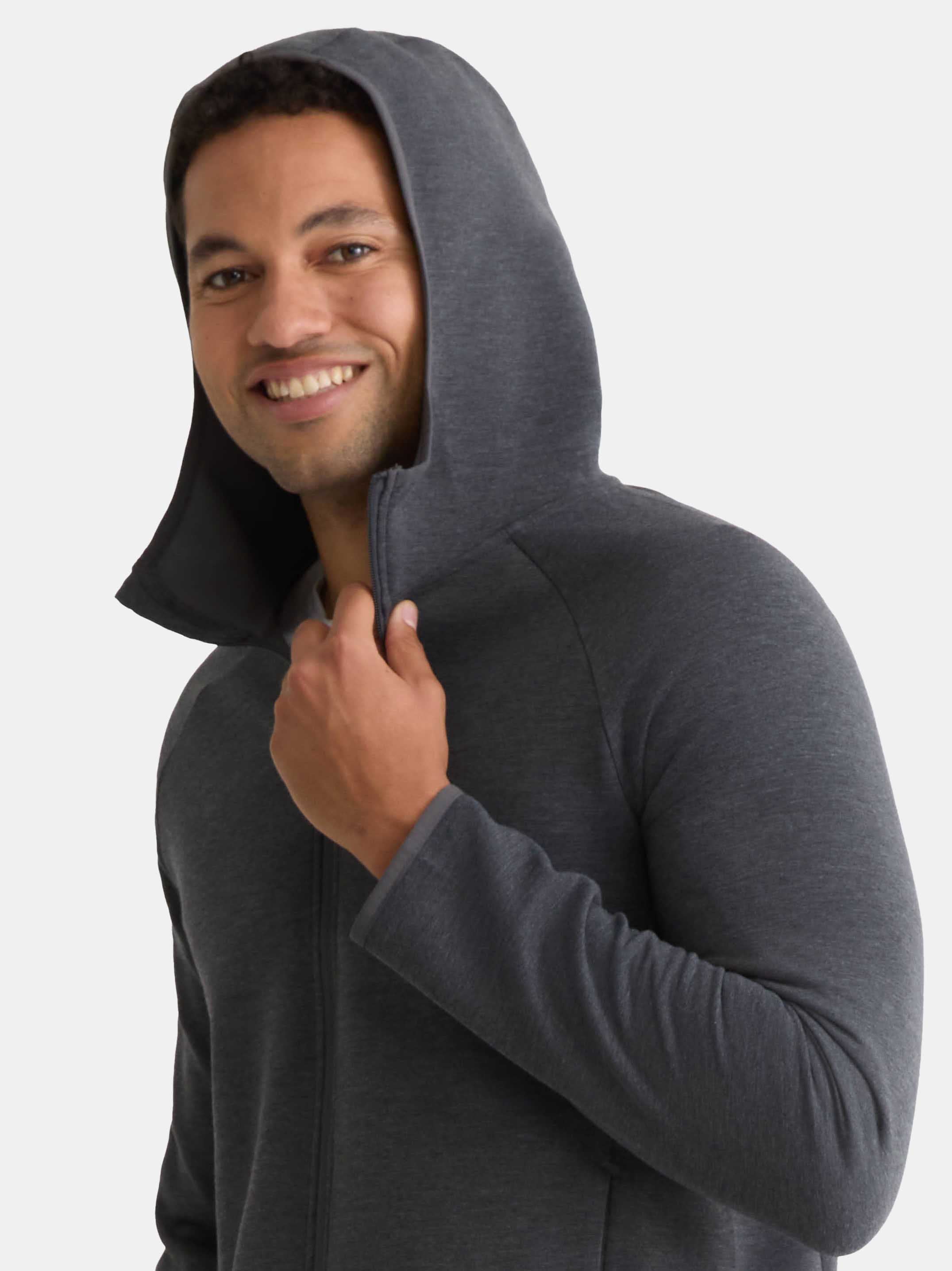Athletic Works Men's and Big & Tall Fusion Double Knit Full Zip Hooded Sweatshirt Jacket, Sizes S-5XL