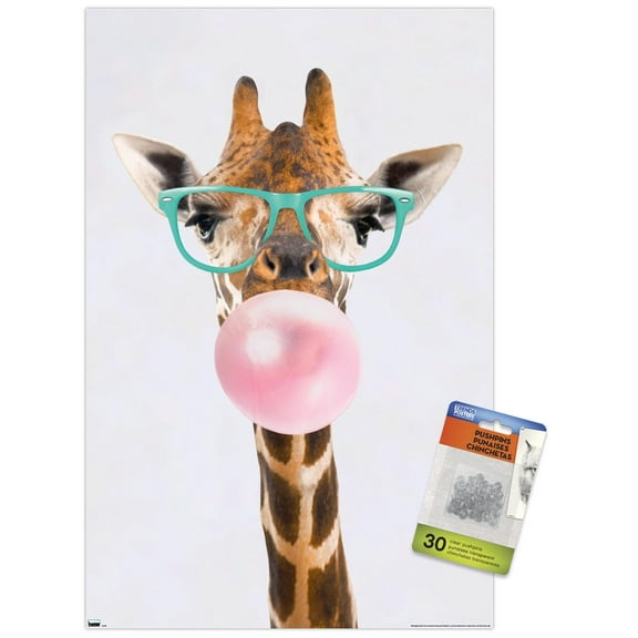 Reinders - Funky Giraffe Wall Poster with Push Pins, 14.725" x 22.375"