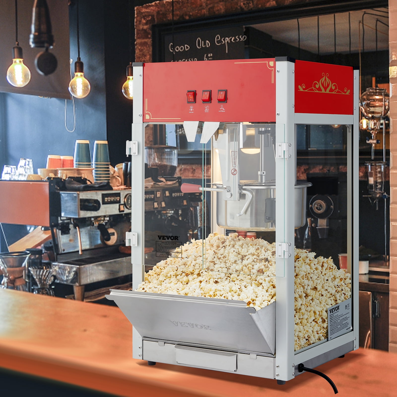 850W Commercial Style Popcorn Popper Machine - 8 Oz Kettle, Makes 48 Cups, Black